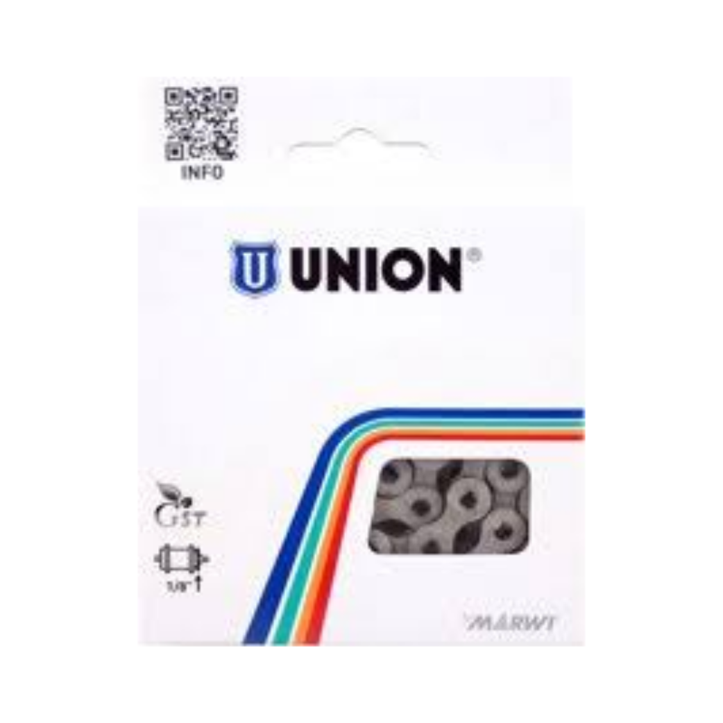 Union Anti Roes Fietsketting 1 2x1 8 112 schakels Titanium Grijs