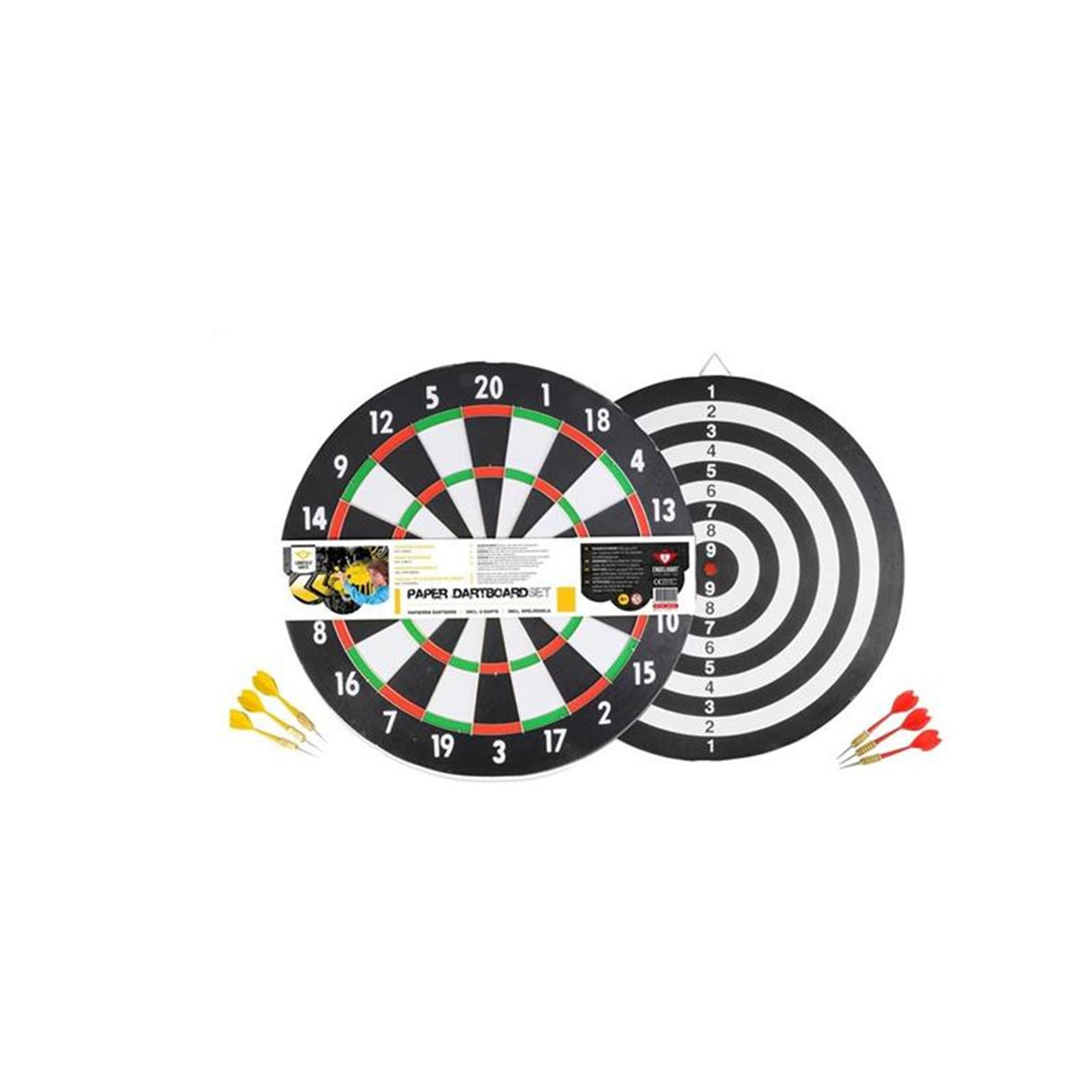 Longfield dartboard paper dia 43 cm, thickness 1 cm with 6 darts