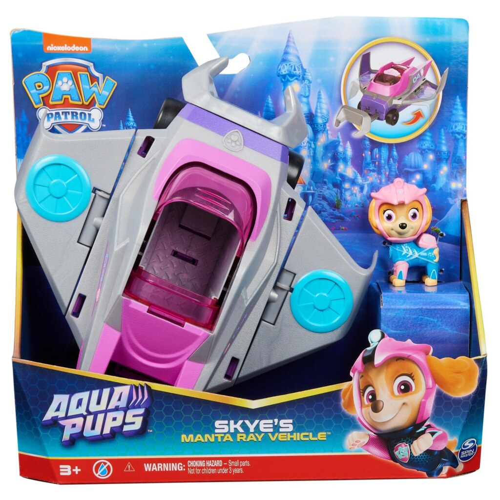 PAW PATROL Aqua cachorros Skyes Manta Ray Vehículo