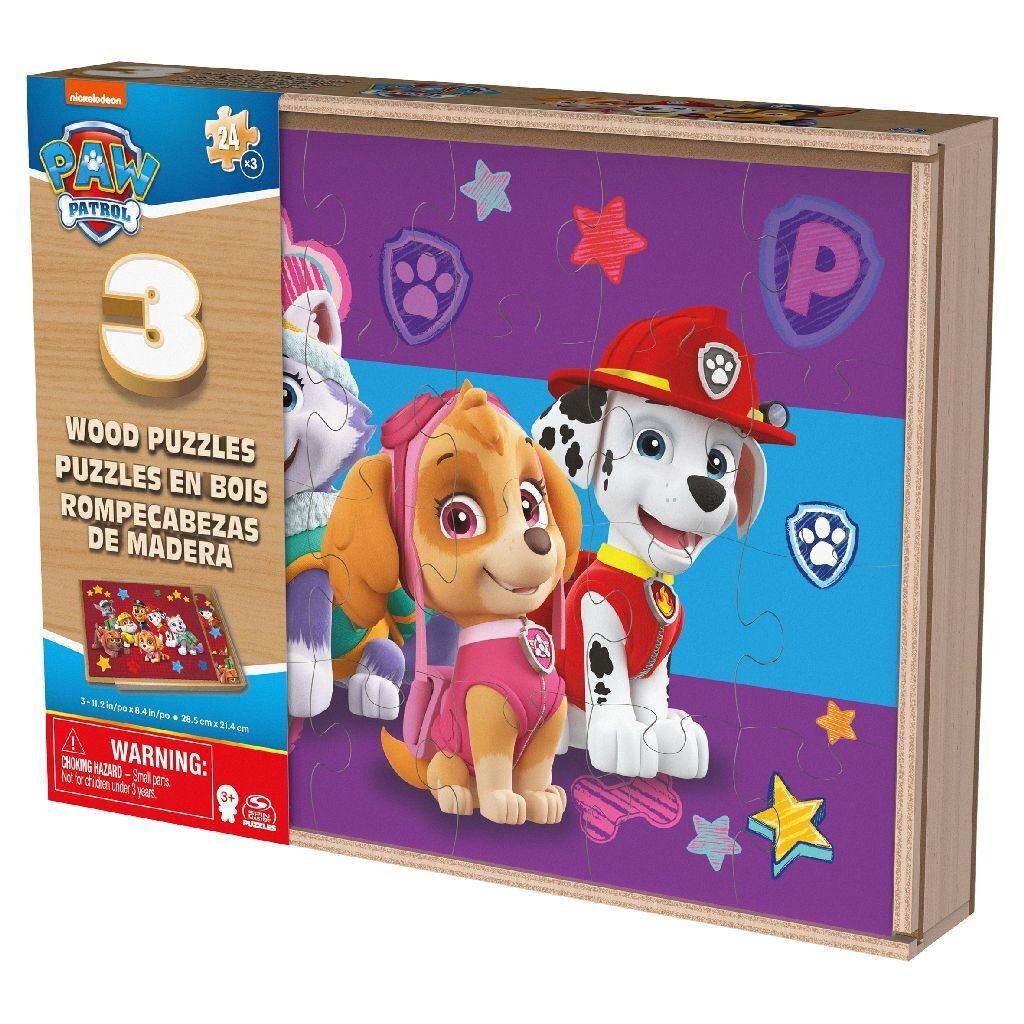 PAW PATROL 3in1 Träpussel i ruta 3x24 bitar