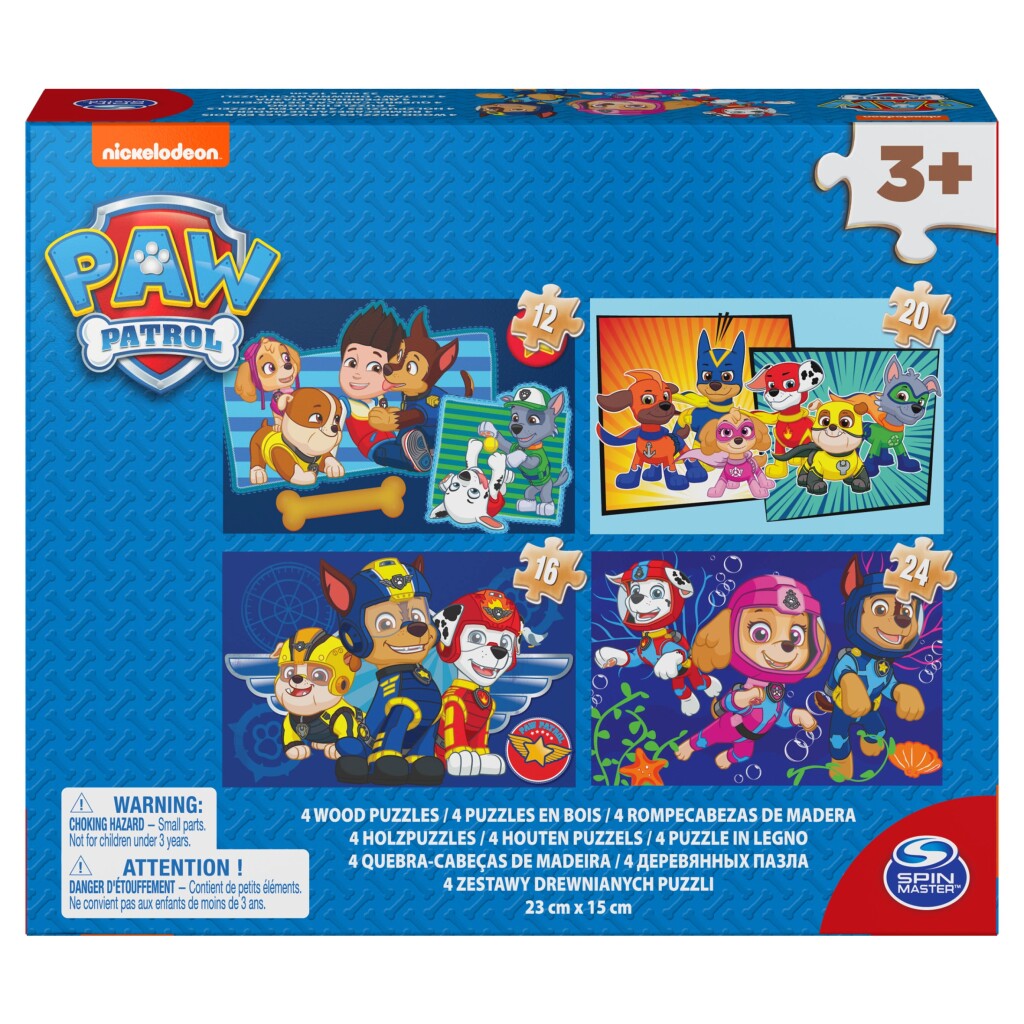 Paw Patrol Shoe Box 4 träpussel 12-16-20-24 bitar