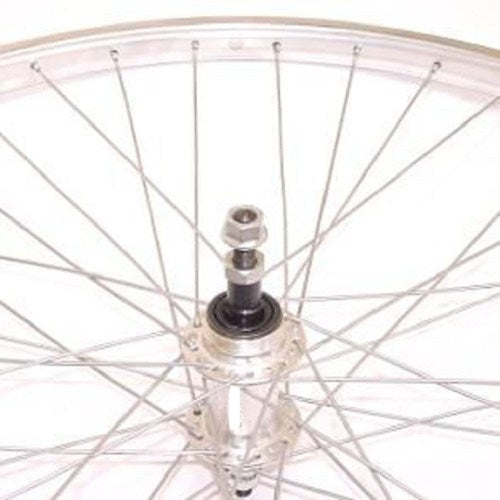 Sunrace Rear wheel 28 spokes alu spoke 13 trek basic silver alu hub solid axle 7spd