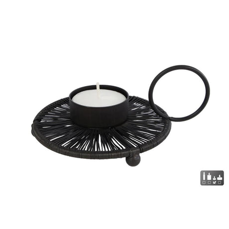 Gaver Amsterdam fyrfadsstage wire l sort metal 14x11x4cm