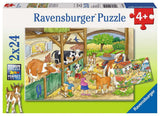 Ravensburger Puzzel glécklech Bauerenhaff Liewen - 2x24 Stécker - Kanner d'Puzzel