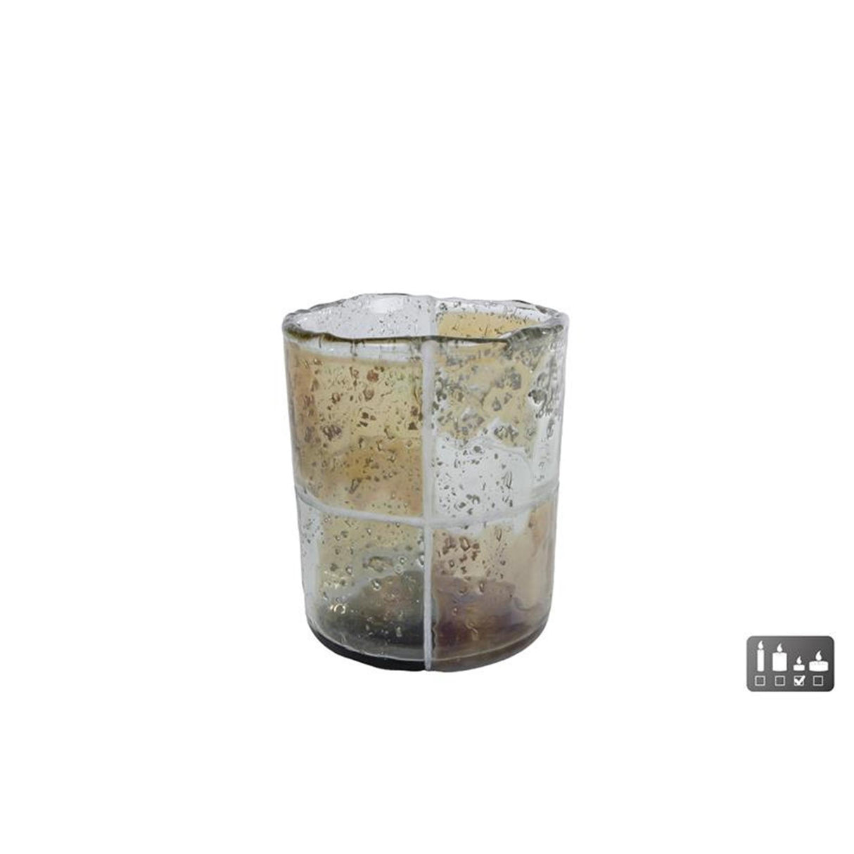 Cozydecor tealight holder blocks s glass 7.5x7.5x9cm brown green