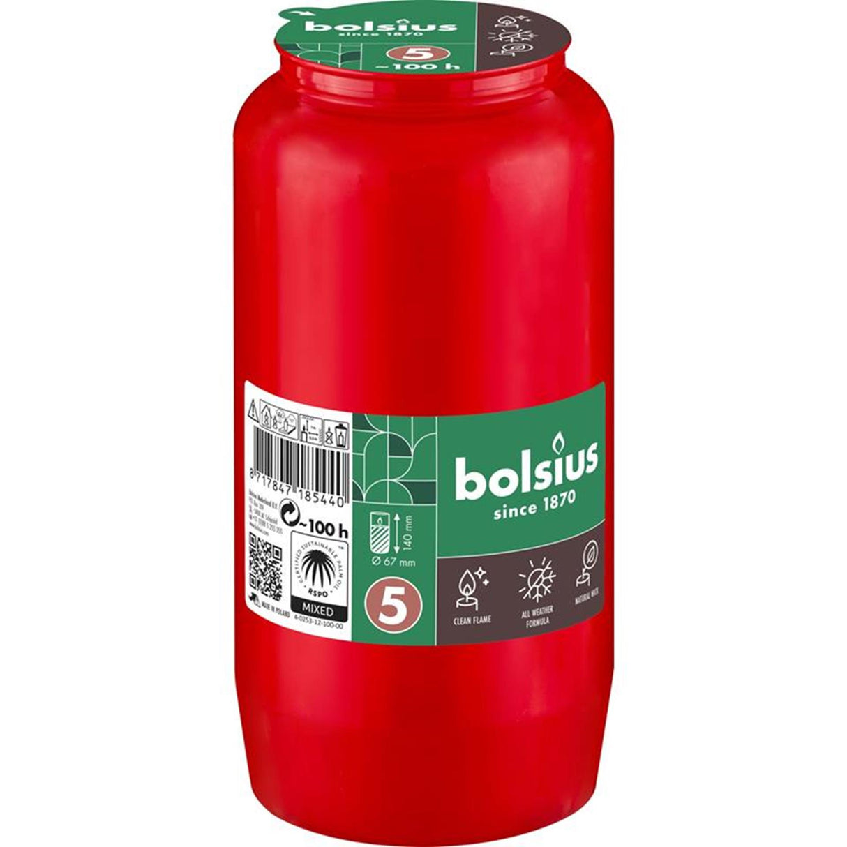 Bolsius Grablicht Compo Nr.5 rot
