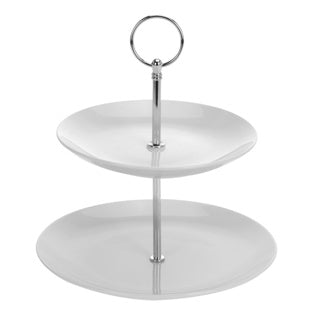 Excellent Houseware etagere Porzeläin 2 Stécker ø 17 cm + 21 cm héich 25 cm | 2 stk