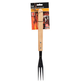 BBQ kolekce vidlička na maso luxusní 41 cm dub z nerezové oceli