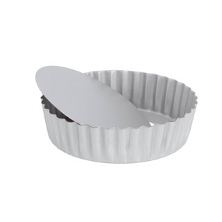 Patisse srebrna forma do quiche z luźnym dnem i wysokim brzegiem 15cm | 2 szt