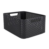Koš ve stylu Curver m stohovatelný ratanový styl antracit (dxšxv 38x28x17cm)