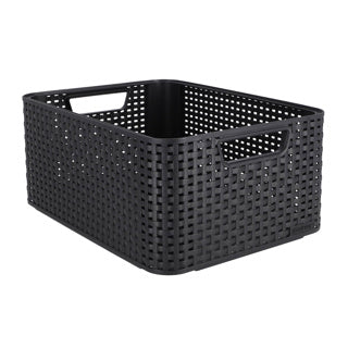 Кошница в стил Curver m подреждаща се ратан стил антрацит (ДxШxВ 38x28x17cm)