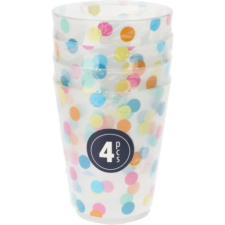 Excellent houseware bekerset confetti 4-delig kunststof 230ml