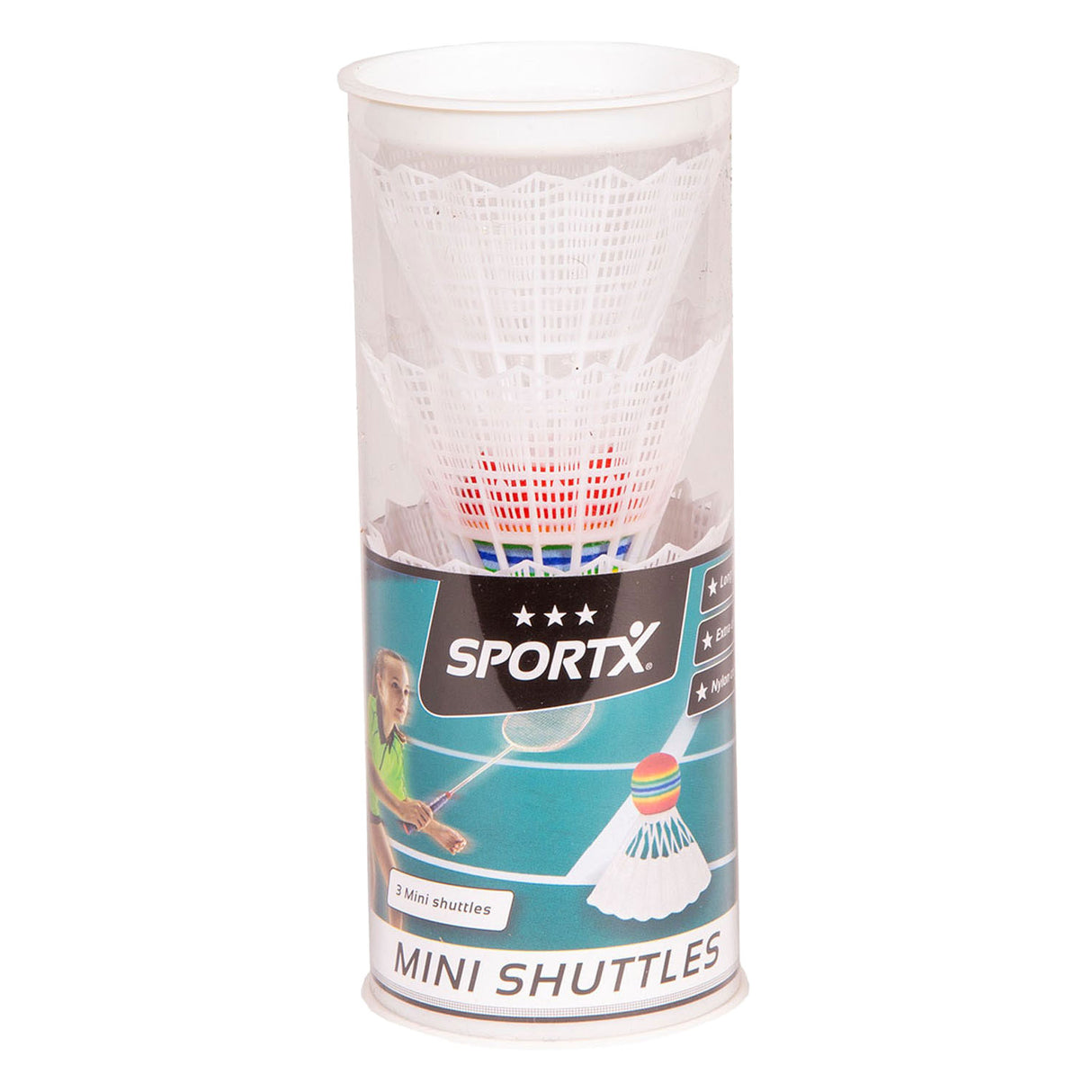 Sportx Mini Badminton navette in tubo, 3 °.