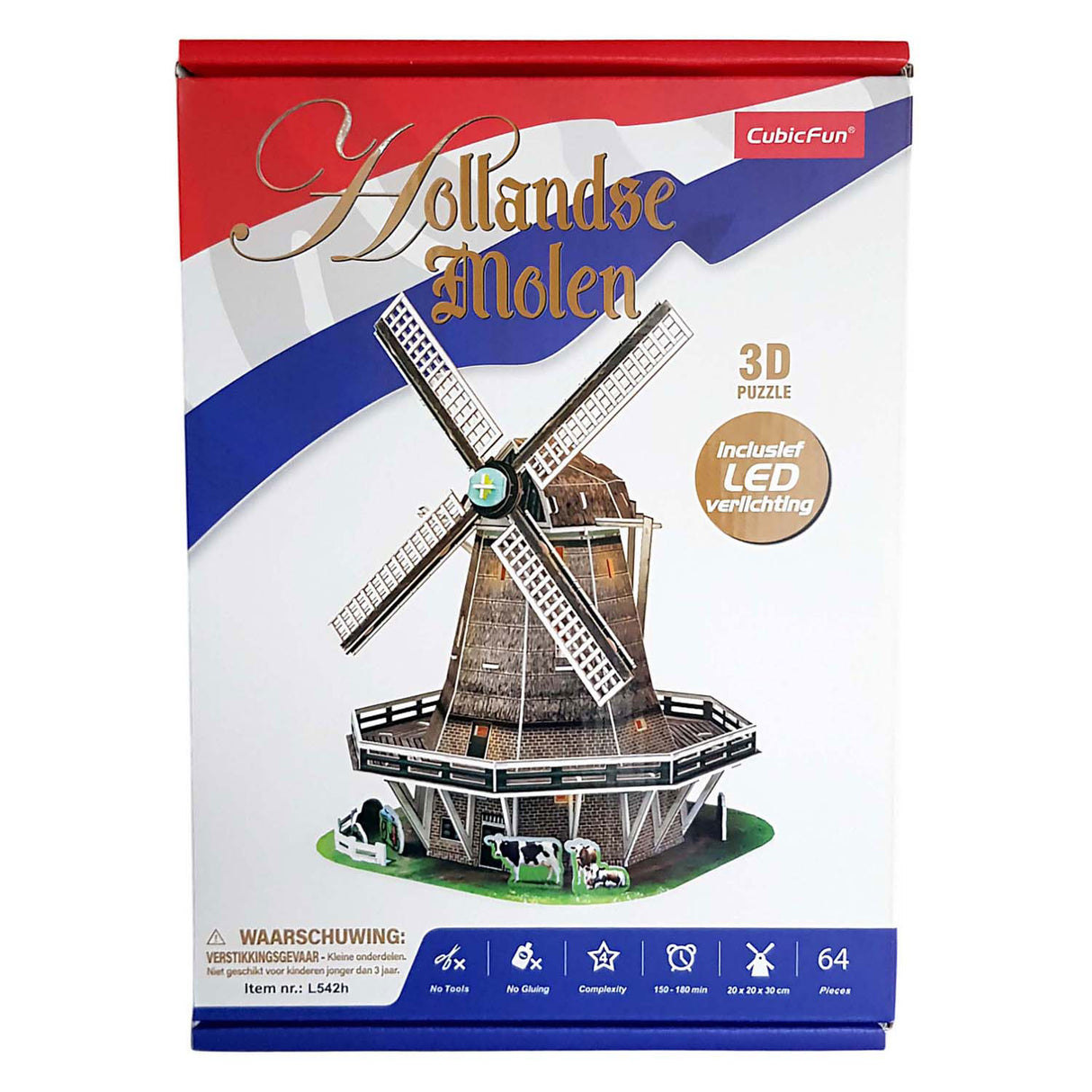 Cubic fun 3D puzzle mill LED - 65 pcs.