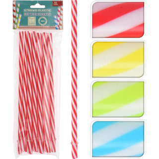 Straws 12 pieces 20 cm 4 assorted | 24 pieces