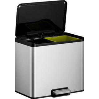 Lixeira com pedal Eko Essential Duo 15+15l aço inoxidável