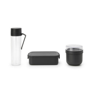 Brabantia make take breakfast and lunch set - 3-piece - plastic - dark gray