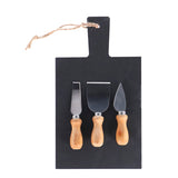 Cheese board slate with 3 cheese knives | 2 pcs
