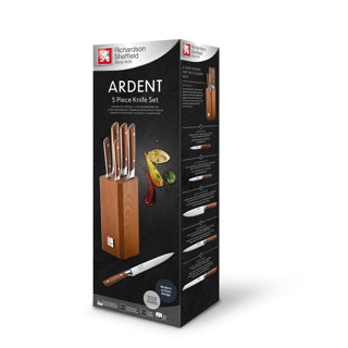 Amefa 5-piece knife block in carbonized eshwood