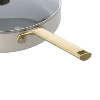 Bk sublime ponev 28cm s pokrovom - 3,6l - prevleka proti prijemanju brez pfas - ponev indukcija - keramična ponev - primerna za pečico do 220°c - s steklenim pokrovom - smetana