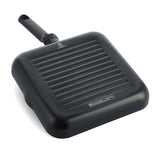 Bk easy induction grillpan 26x26cm - pfas-vrije antikleeflaag - grillpan inductie - keramische pan - ovenbestendig tot 160°c - koudgrepen - zwart
