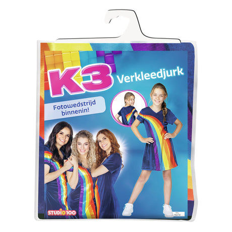 Studio 100 k3 fancy dress - regnbueblå, 9-11 år