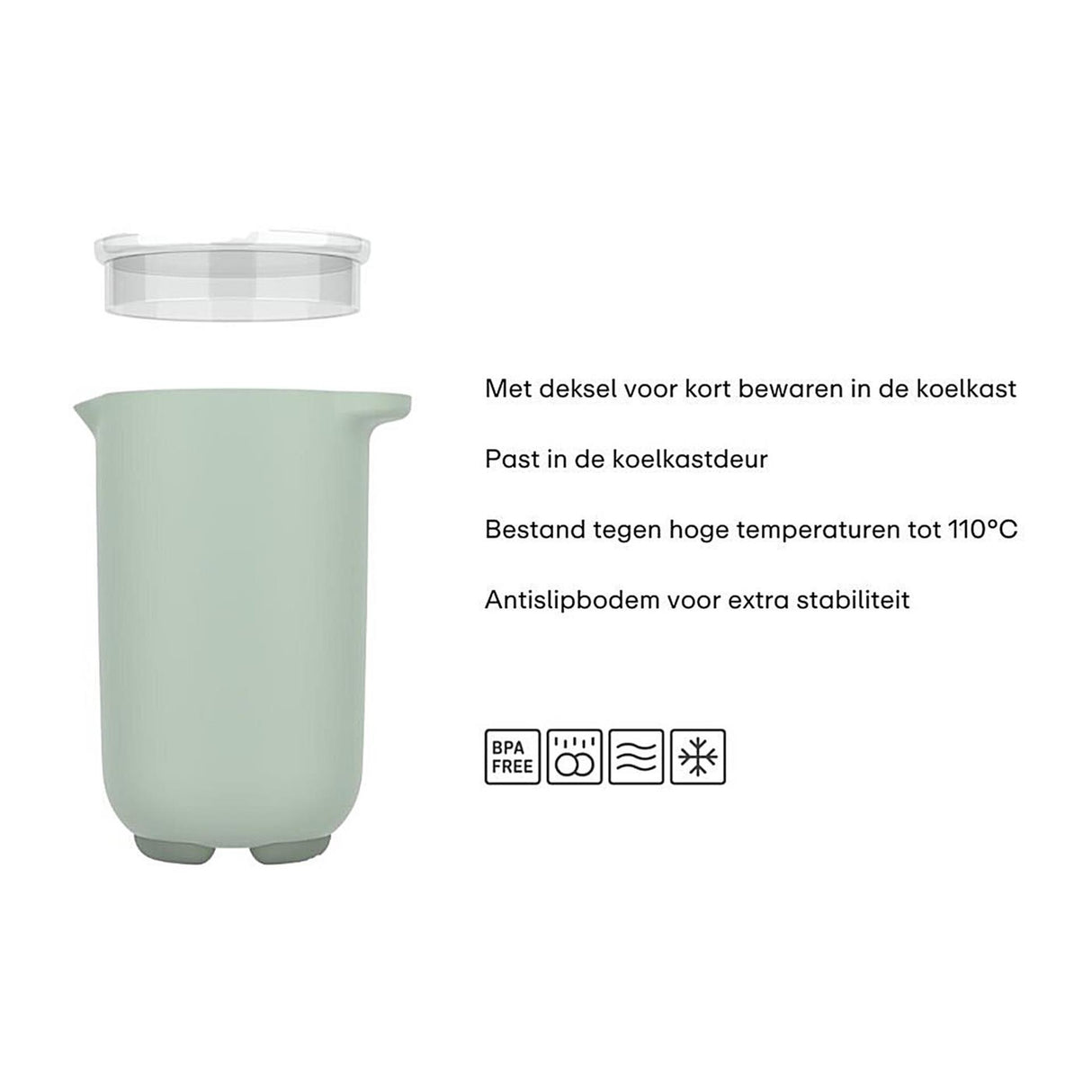 Mepal mixing cup with lid chef it - 1 l - fits in the refrigerator door - microwave and dishwasher safe - baking supplies - nordic sage