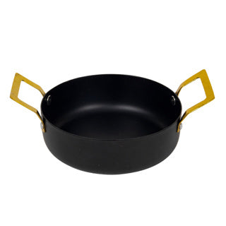 Panela sem marca preta 2 alças dourada 13x5,5 cm | 3 peças