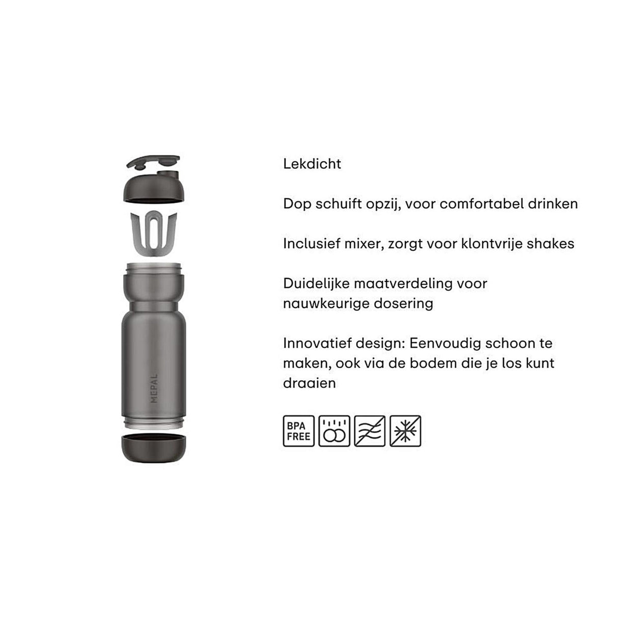 Mepal shake cup - grafitová černá - 800ml
