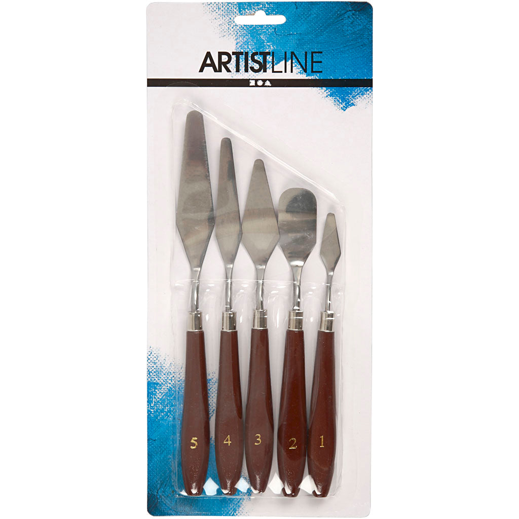 Creativ company palette knife set, l: 17-23 cm, w: 1.5-2.5 cm, 5 pieces 1 box