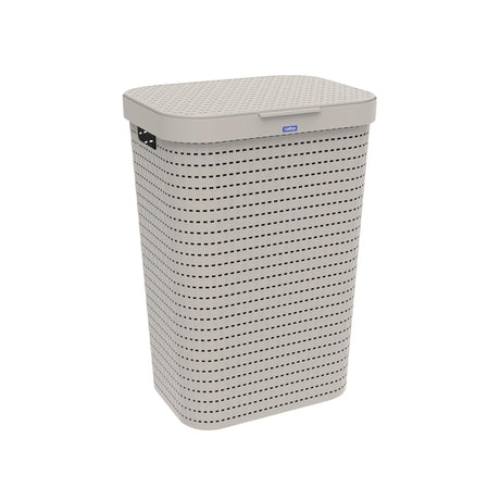 Rotho country - laundry basket with lid - 55 l plastic - cappuccino