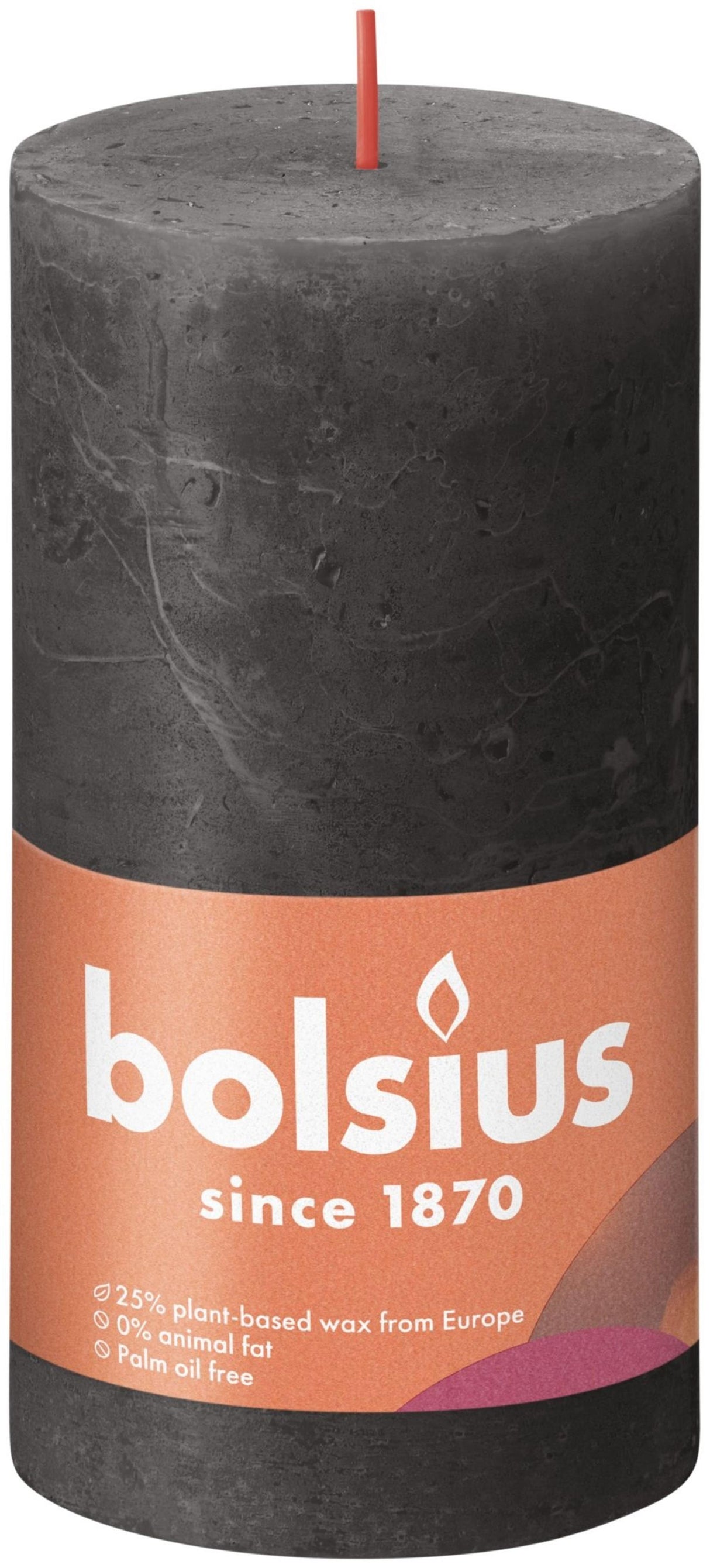 Bolsius pillar candle rustic gray 130x68 mm | 4 pieces