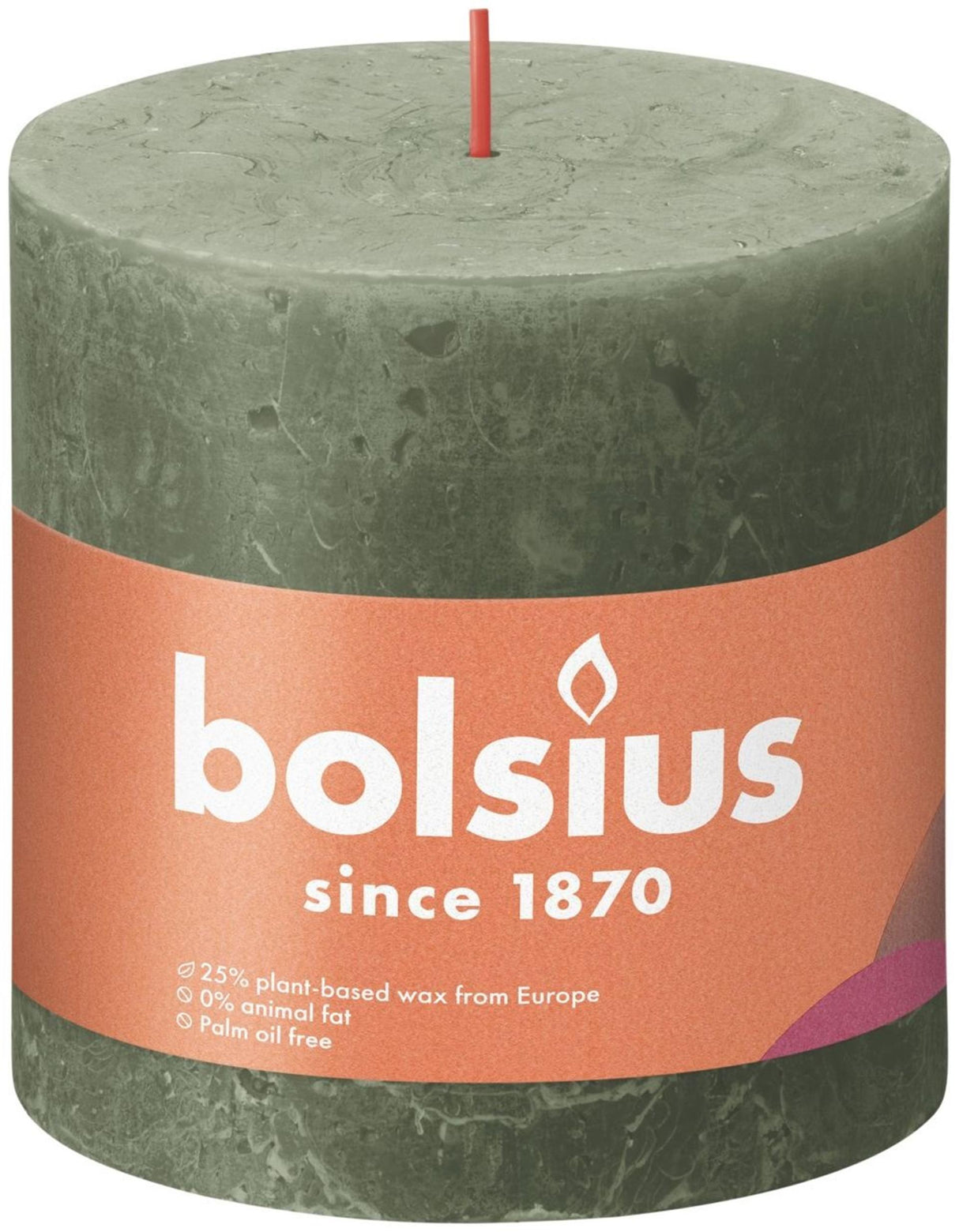 Bolsius rustic pillar candle 100 100 olive