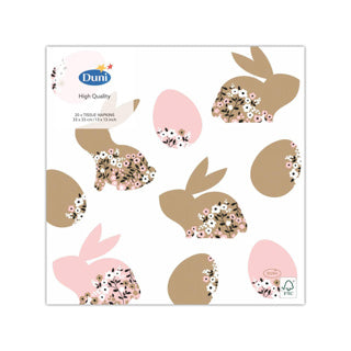 Duni Ouschterservetten bléiende Huesen 33x33 cm | 4 Stéck