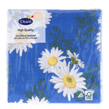Duni napkins daisy blue 24x24 cm | 12 pieces