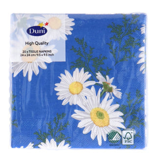 Duni Servietten Gänseblümchenblau 24x24 cm | 12 Stück