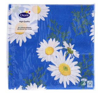 Duni servetėlės ​​ramunės mėlynos 33x33 cm | 12 vienetų