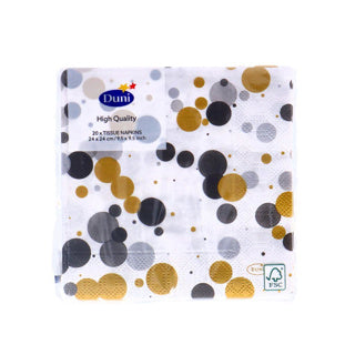 Duni Servietten Feierblumm schwaarz 24x24 cm | 4 Stéck