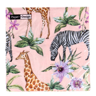 Duni Servietten Zebras Giraffen 33x33cm