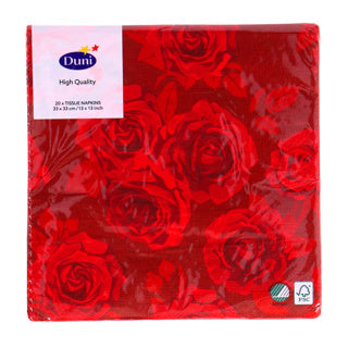 Duni servetėlės ​​sodrios rožės 33x33 cm | 12 vienetų