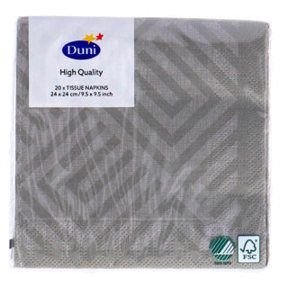 Duni servietter mosaikk granitt grå 24x24 cm | 12 stykker
