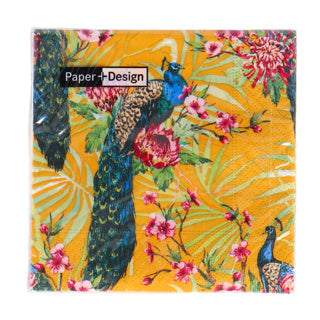 Duni servietter tropisk påfugl 24x24 cm | 12 stykker