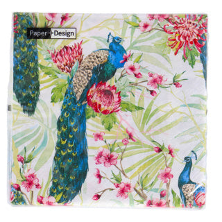 Naipcíní Duni peacock trópaiceach 33x33 cm | 12 phíosa