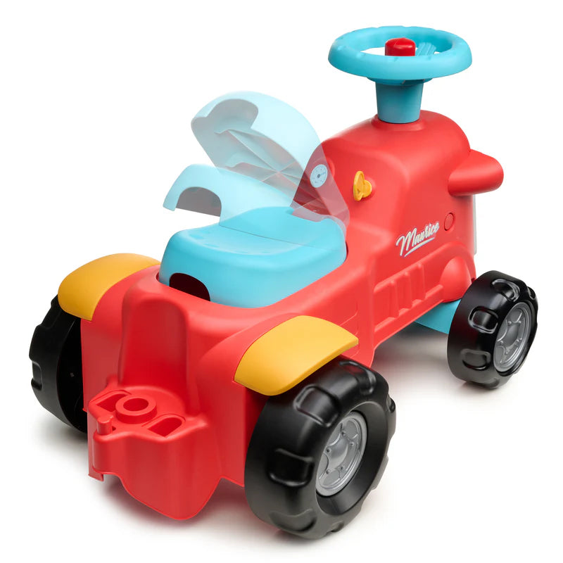 Falk Running Tractor Maurice con remolque rojo