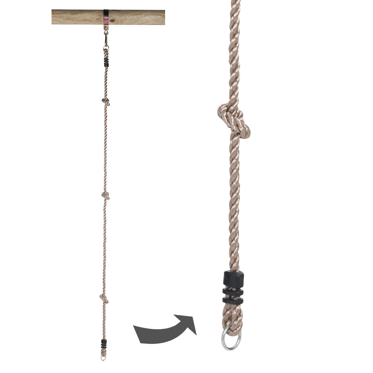 Swingking Swinging Climbing Rope med 2 ringe, 190 cm