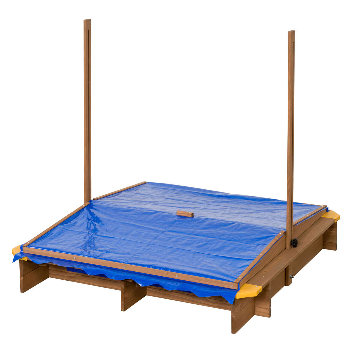 Swingking schwiewend Holz Sandpit mat Waasserschëss a Coveren