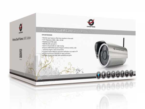 Concepttronic CIPCAM720ODWDR Wireless Network Cloud Outdoor Camera, RJ45, 1,3MP, F = 3,6 mm, F = 2,0, WDR