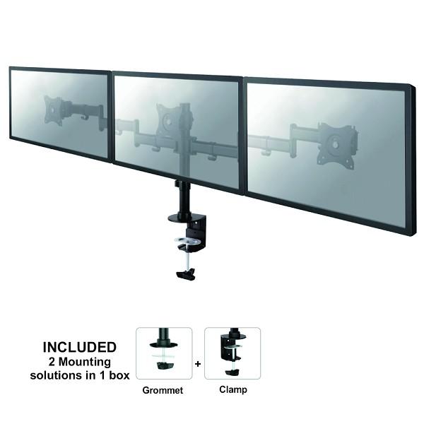 Neomounts Neomounts NM-D135D3BLACK Neomocts Triple Desk Mount, 3x 10-27, 24 kg, Tilt Turn Rotate,