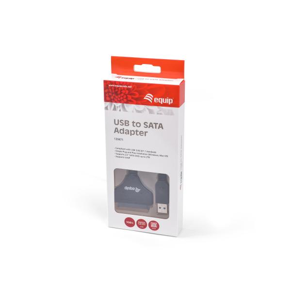 Équipez 133471 adaptateur USB3.0 à SATA, mâle mâle, 0,5 m, noir