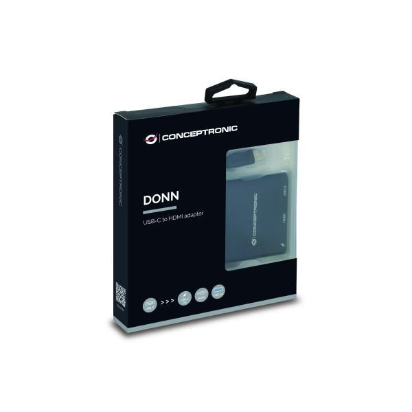 ConceptTronic Donn01b Donn USB-C til HDMI Adapter, USB 3.2 Gen 1 (3.1 Gen 1) Type-A C, HDMI, Black